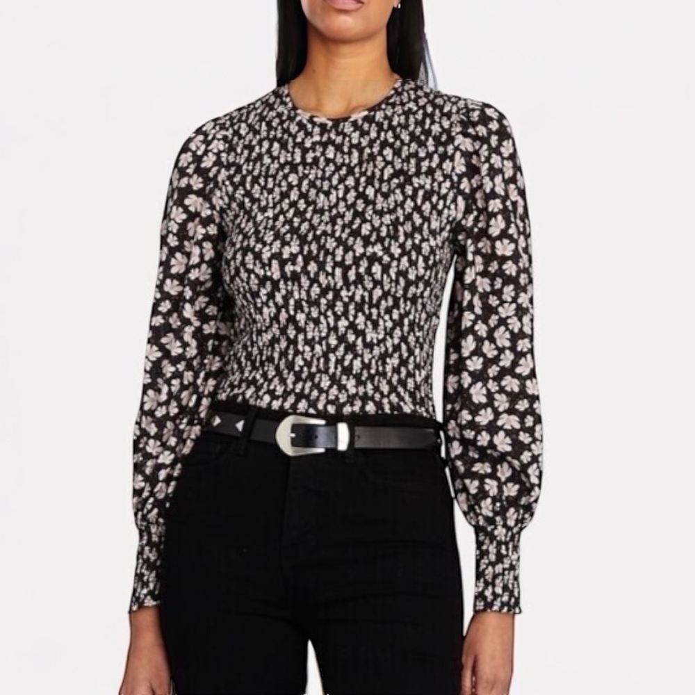 INTERMIX Bay Smocked Floral Puff Sleeve Top